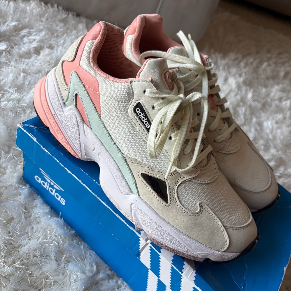 Adidas Women's White and Pink Sneakers
